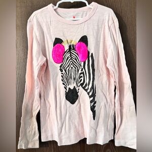 Crewcuts Pink and Black Long Sleeve Graphic Tee